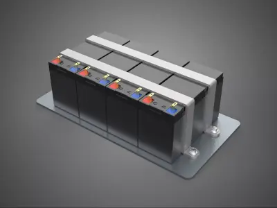 SET 4 MULTI BATTERY PACK GRID ARRAY TRAY SECURE BRACKET MOUNTING 3D model