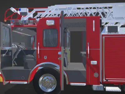 Firetruck Pierce 105 HEAVY-DUTY STEEL AERIAL LADDER Low-poly 3D model