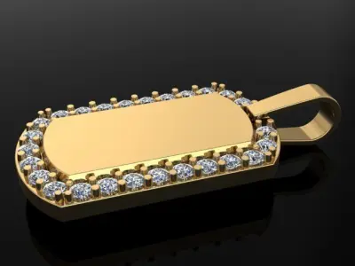 Dainty Diamond Dogtag ID Bar Pendant 3D print model