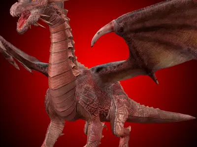 Big Fire Red Dragon Rig 3D model