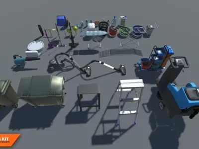 Cleaning kit - equipment  props and detergents 3D model