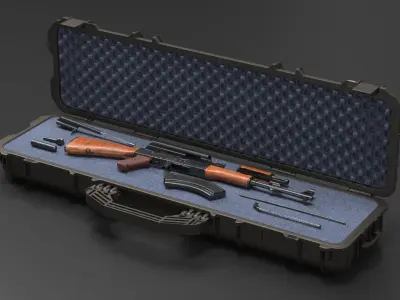  Disassembled AK 47 in Open Waterproof Hard Case 
