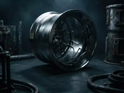Custom Alloy Car Wheel Rim Dark Industrial Style 3D Render 3D model