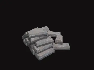 Medieval Iron Ingots Low-poly 3D model