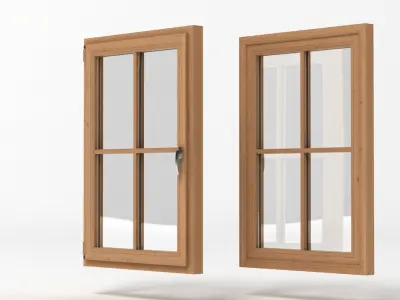 Window 2 two wooden windows 3D model
