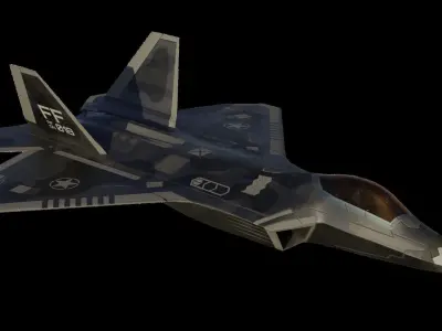 American Fighter Jet F-22 Raptor PBR Low-Poly Game Ready Low-poly 3D model