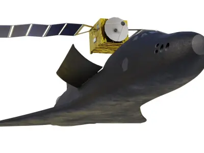 Spaceship Black And Satellite 3D model