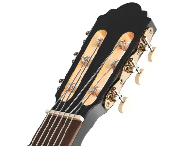 Detailed Black Acoustic Guitar 3D model