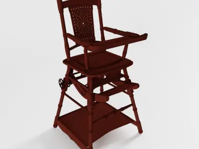Antique Childrens High Chair 3D model