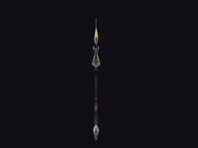 Magical Staff Magic Stick Fantasy Wand Axe Weapon Game Item Low-poly 3D model
