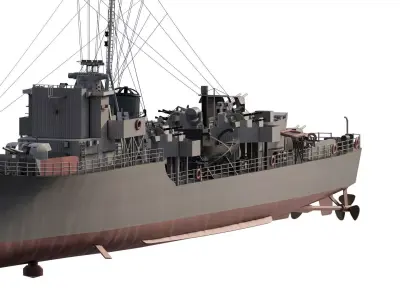 WW2 BRITISH NAVY SMALL DESTROYER 3D model
