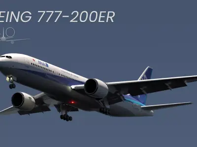 ANIMATED Boeing 777-200ER - ANA Livery 3D model