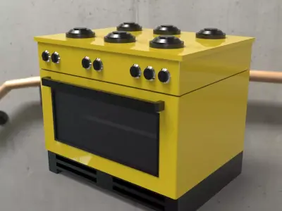 gas oven Low-poly 3D model