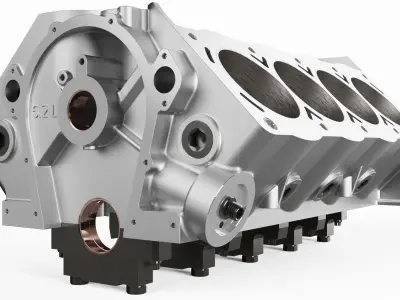 v8 engine block 3D model by MS-Studio-3D