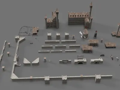 Game Ready Castle gate Low-poly 3D model