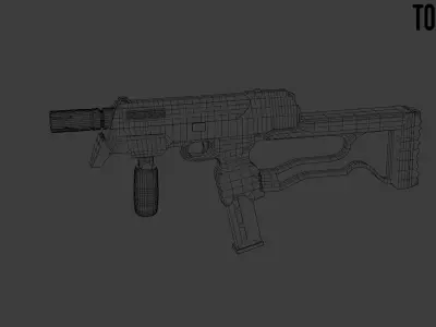 MP9 - Low Poly - custom design with 4 texture variations Low-poly 3D model