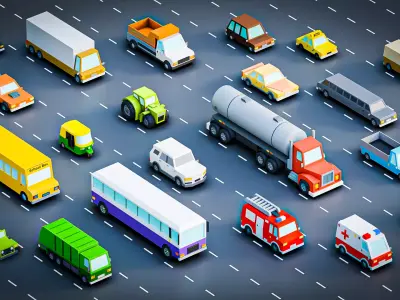 Low Poly Game-Ready Vehicle Pack   Low-poly 3D model