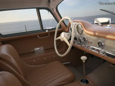 1955 Mercedes Benz 300SL Gullwing Rigged for Maya 3D model
