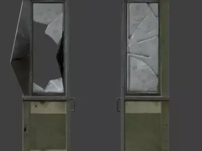 Burned Military Guard Booth 3D Model V02 Low-poly 3D model