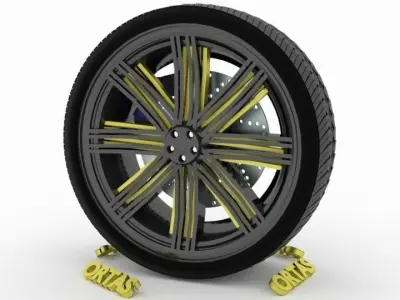 ORTAS CAR WHEEL RIM 96 GAME READY WHEEL RIM TIRE 3D model