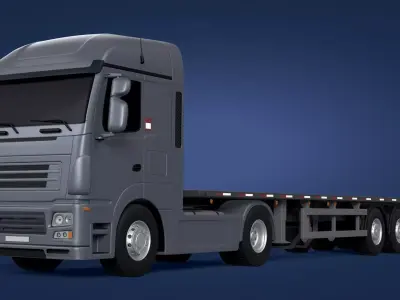  Flatbed Tailer Truck -- Generic Design 3D model