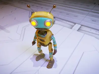 Robot Bee Animated Low-poly 3D model