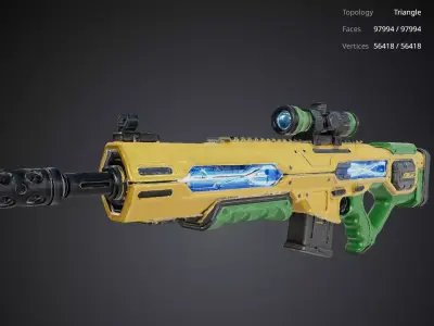 Futuristic Yellow Gun 3D model buy