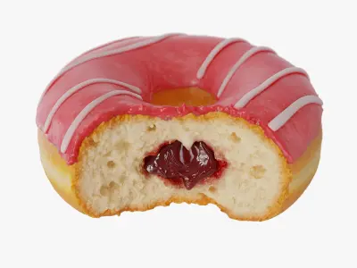  Realistic Strawberry Glazed Donut 