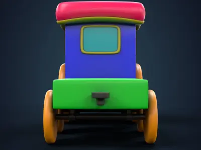 Cartoon Toy Train Low-poly 3D model purchase