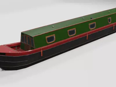 Narrowboat low poly two narrowboats Low-poly 3D model
