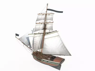 Ancient sailing ships and warships as maritime vehicles 3D model