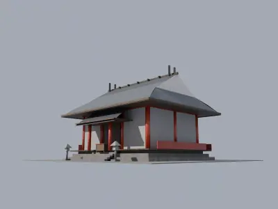 Japanese Buddhist Temple Otera Low Poly Low-poly 3D model