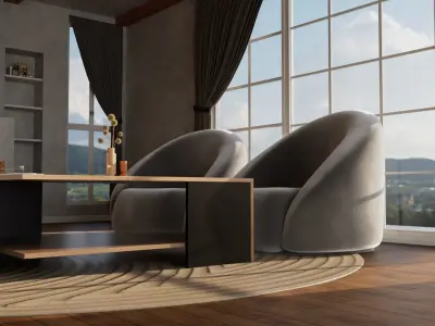 living room minimalist industrial Low-poly 3D model