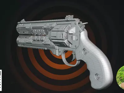 Cyberpunk Energy Revolver White Edition 3D model