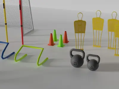 Football Training Equipments Low-poly 3D model