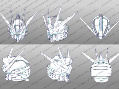 build strike gundam helmet paper papekura Low-poly 3D model