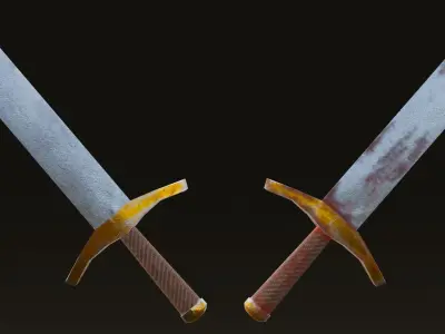 Low-poly Game-ready Sword with Rusty Texture Free low-poly 3D model