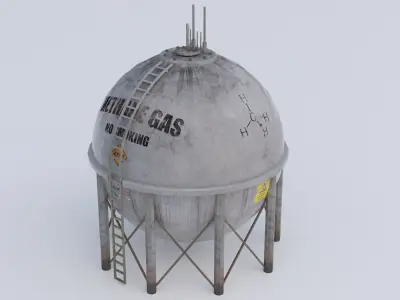 Methane gas spherical storage tank 3D model