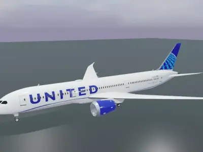United Boeing 787-9 dreamliner  low poly Low-poly 3D model