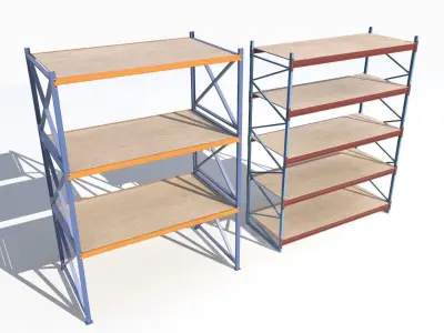 Industrial shelves 5 Low-poly 3D model
