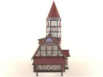 The house is in the medieval style Low-poly 3D model