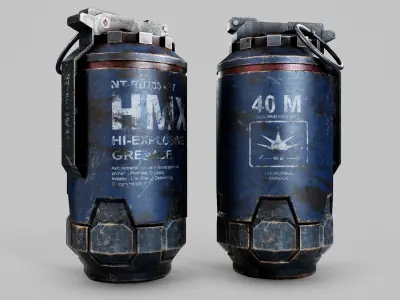 Sci-Fi Grenade Low-poly HMX Low-poly 3D model