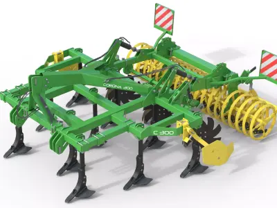 Kerner Corona 300 Hybrid Field Cultivator Low-poly 3D model