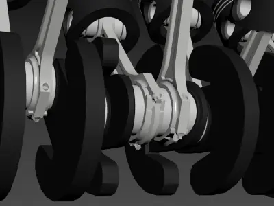 Animated Crankshaft Low-poly 3D model