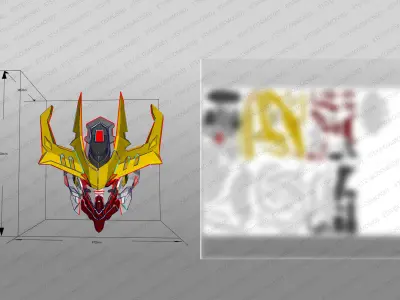 Babatos wolf king helmet EVA Pepakura Low-poly 3D model
