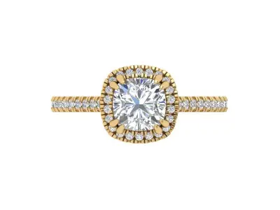 Cushion Solitaire Ring 3D print model