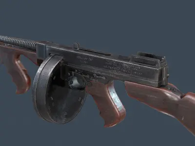 Thompson submachine gun Low-poly 3D model order