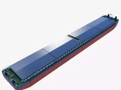 Cargo Barge Loaded with Containers or Grain 3D model