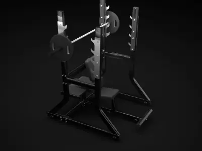 Military weight bench 3D model