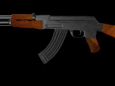 AK-47 Gun Low Poly Game Ready 3D model